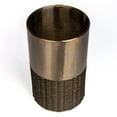thumbnail image 3 of happimess Asher Modern 4.13-Gallon 2-Tone Faux Wicker/Metal Cylinder Waste Basket, Bronze/Coffee, HPM1102A, 3 of 8