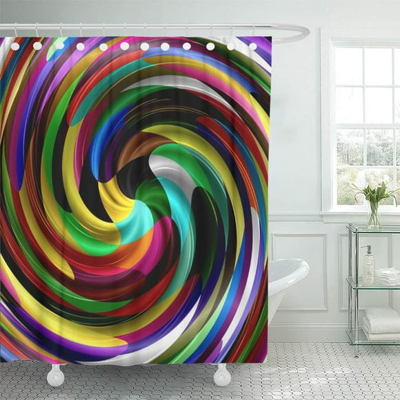 ZY-suttom Vintage Multi Colored Swirl Retro Pattern Designs Shower Curtain 60x72 inch