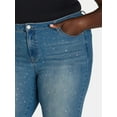thumbnail image 4 of Madden NYC Women’s and Women’s Plus Bootcut Rhinestone Jeans, 32” Inseam, Sizes 00-3X, 4 of 5