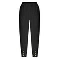 thumbnail image 3 of ORQ Casual Thin Summer Elastic Waist Cotton Linen Plain Women Trousers, 3 of 4