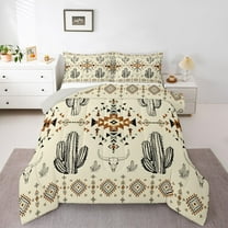 Homewish Cactus Bull Skull 2pcs Bedding Comforter Set for Children Teens,Tribal Aztec Twin Comforter Sets,Western Theme Breathable Bedding Set,Super Cozy Room Decor,Reversible
