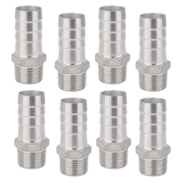 8 piezas 3/4 `` NPT rosca de de tubería x junta de conector de púa de 25 mm, acoplador de material acero inoxidable 304 DYNWAVEMX Conector de cola