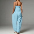 thumbnail image 5 of SONXAHE Womens Strapless Jumpsuit Smocked Tube Top Wide Leg Pocket Daily Bottoms, 5 of 5