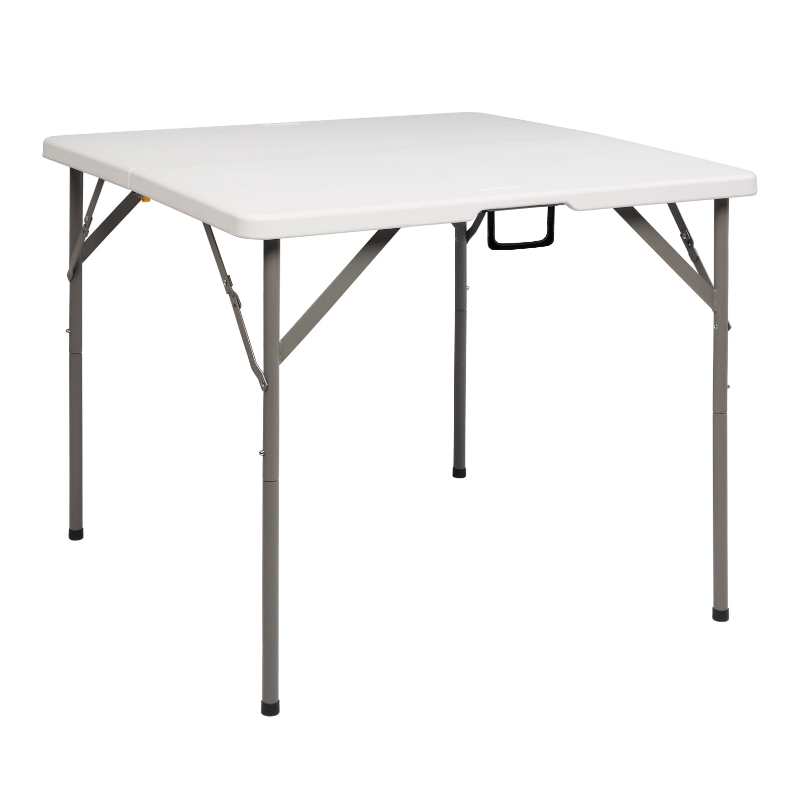 34 Inch Blow Molding Foldable Square HDPE Table Sturdy Steel Frame White Portable Folding Dining Table Space Saving Picnic Camping Party Patio Buffet Game Table