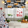 thumbnail image 5 of 2 Pack Valances for Window, Burnt Orange Black Geometric Short Curtains for Kitchen Bedroom Living Room, Modern Color Block Abstract Rod Pocket Small Window Treatment Valance Drapes 60 x 18 Inch, 5 of 8