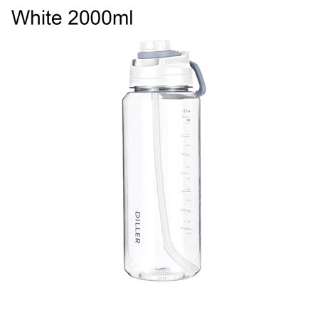 

Taize Water Bottle Leakproof Detachable Drinking Straw Eco-friendly 1000/2000ML Plastic Water Space Bottle for Sports
