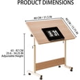 thumbnail image 4 of OUYAWEI Standing Height Adjustable Computer Desk with Wheels Mobile Computer Table Sit Stand Up for Work Office,Ergonomic Rising Computer Table,White Maple, 4 of 7