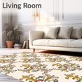 thumbnail image 2 of ODIKA 2'x3' Machine Washable Non-Slip Area Rug, Transitional Damask With Curved Floral Design High Traffic Rug with Pad, Ivory, 483588, 2 of 8