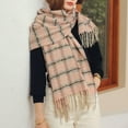 thumbnail image 6 of beishanbush Scarf Women's Autumn and Winter Colorful Plaid Shawl Thickening Warm Fringe Scarf Scarf Pink, 6 of 8