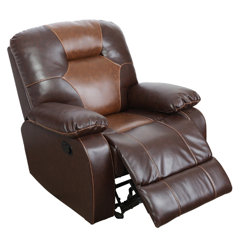MAYEERTY 40" Modern Bonded Leather Chair Simple Reclining Stylish Business Function Sofa for Living Room，Brown