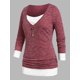 thumbnail image 1 of Camiseta Acanalada Tamaño Plus Rosegal Mangas largas de talla grande, 1 of 5