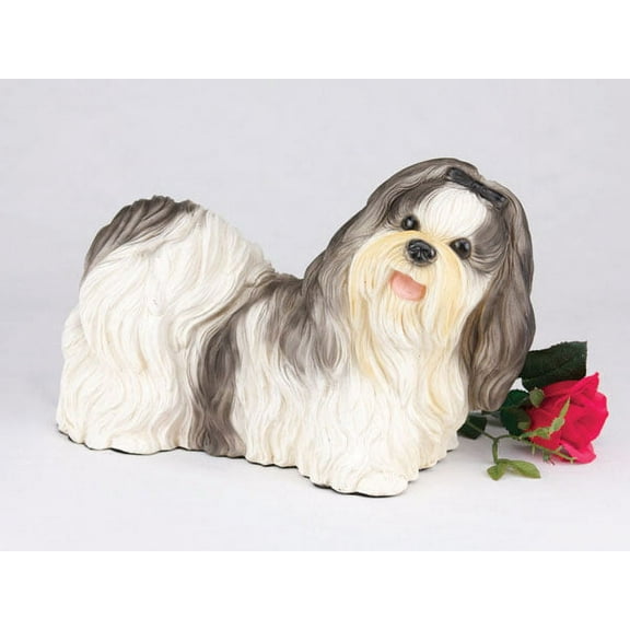 Shih Tzu Black and White Cremation Pet Urn for a Dog Memorial in remembrance of your beloved family pet
