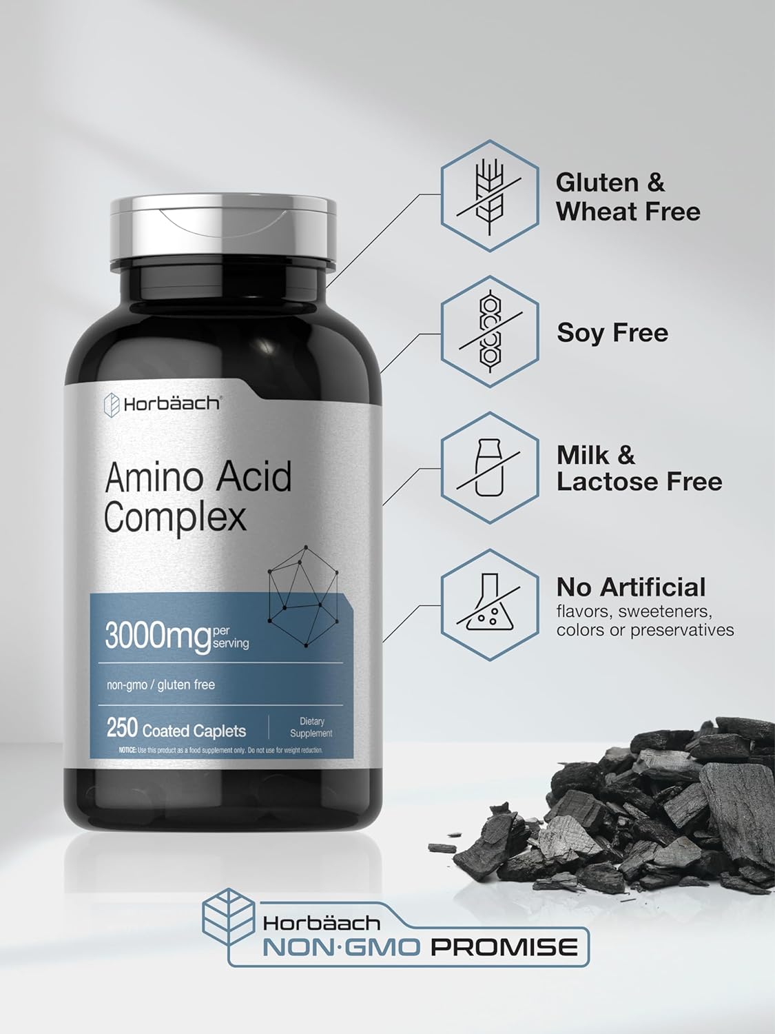 Amino Acid Complex 3000mg | 250 Caplets | by Horbaach - image 4 of 7
