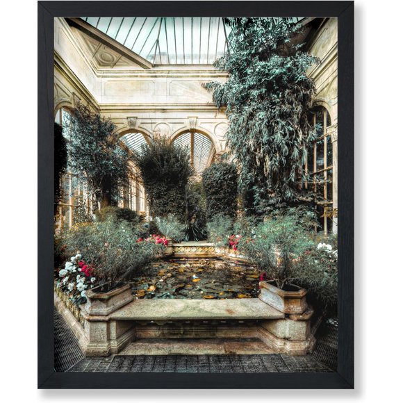 shiyou-Castle Ashby Gardens Poster - Water Lily Pond Print - Photography Art - Victorian Conservatory Art - Floral Art - Botanical Art - Living Room or Office Decor - 8x10 UNFRAMED Wall Art