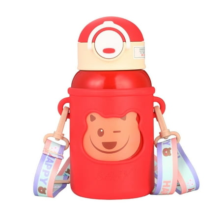 

Portable Cute Cartoon Insulation Cup 8.3 X 18.3cm Leakproof 420ml Popping Up Straw Party School Travel Kids Water Bottle
