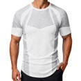 thumbnail image 2 of Men's Workout Shirts Quick Dry Seamless Short Sleeve Tshirts Breathable Compression Workout T-Shirt Geometric Print Athletic Tee For Gym Running Training, 2 of 6