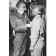 thumbnail image 1 of 24"x36" Gallery Poster, Lt. Gen. George S. Patton, U.S. Third Army commander, pins the Silver Star on Private Ernest A. Jenkins 1944, 1 of 1
