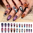 thumbnail image 5 of 24Pcs Pumpkin Halloween Press On Nails, Colored Spider Web Fake Nail Tips with Jelly Glue, Reusable Press On Nails for Women, DIY Festive Manicure Set for Halloween Parties and Trick-or-Treat, 5 of 5