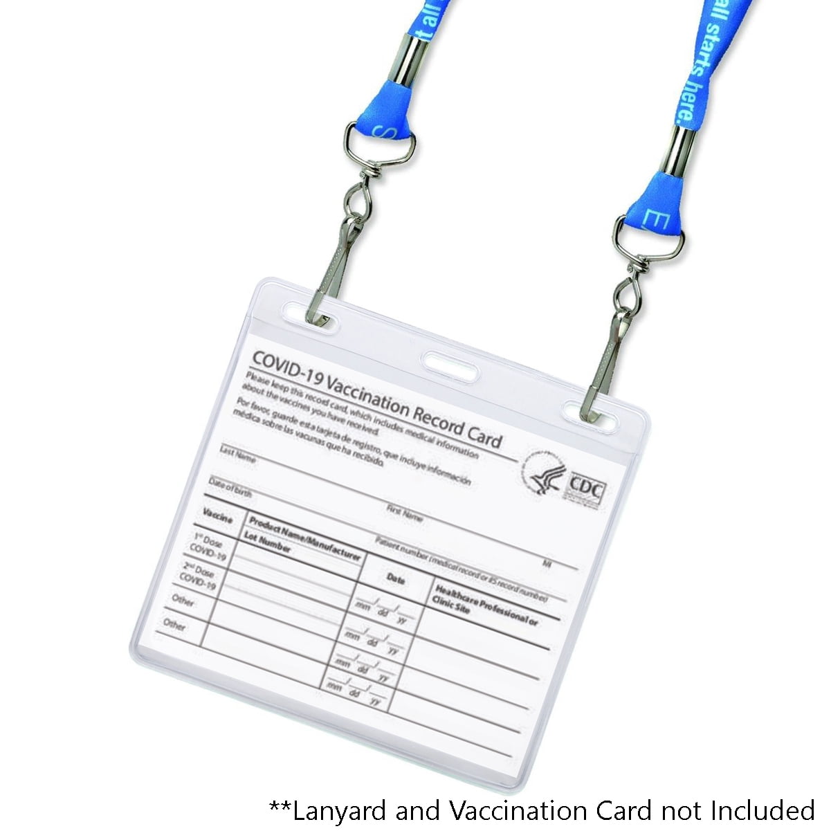 Bulk 100 Pack - Premium Vaccination Card Protector 3 X 4 for CDC Immunization Record or 4x3 Horizontal Badge Name Tag - Clear Vinyl Plastic Sleeve 3 Lanyard Slots for Events & Travel - Specialist ID