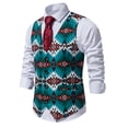 thumbnail image 3 of Mens Paisley Business Suit Vests Print Single Breasted Suit Vest Lapel Casual Formal Dress Waistcoat for Wedding Party, 3 of 6