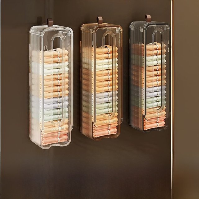 Caja de almacenamiento de ropa interior, artefacto de almacenamiento de ropa personal para el hogar, caja organizadora de calcetines para colgar en la pared sin perforaciones