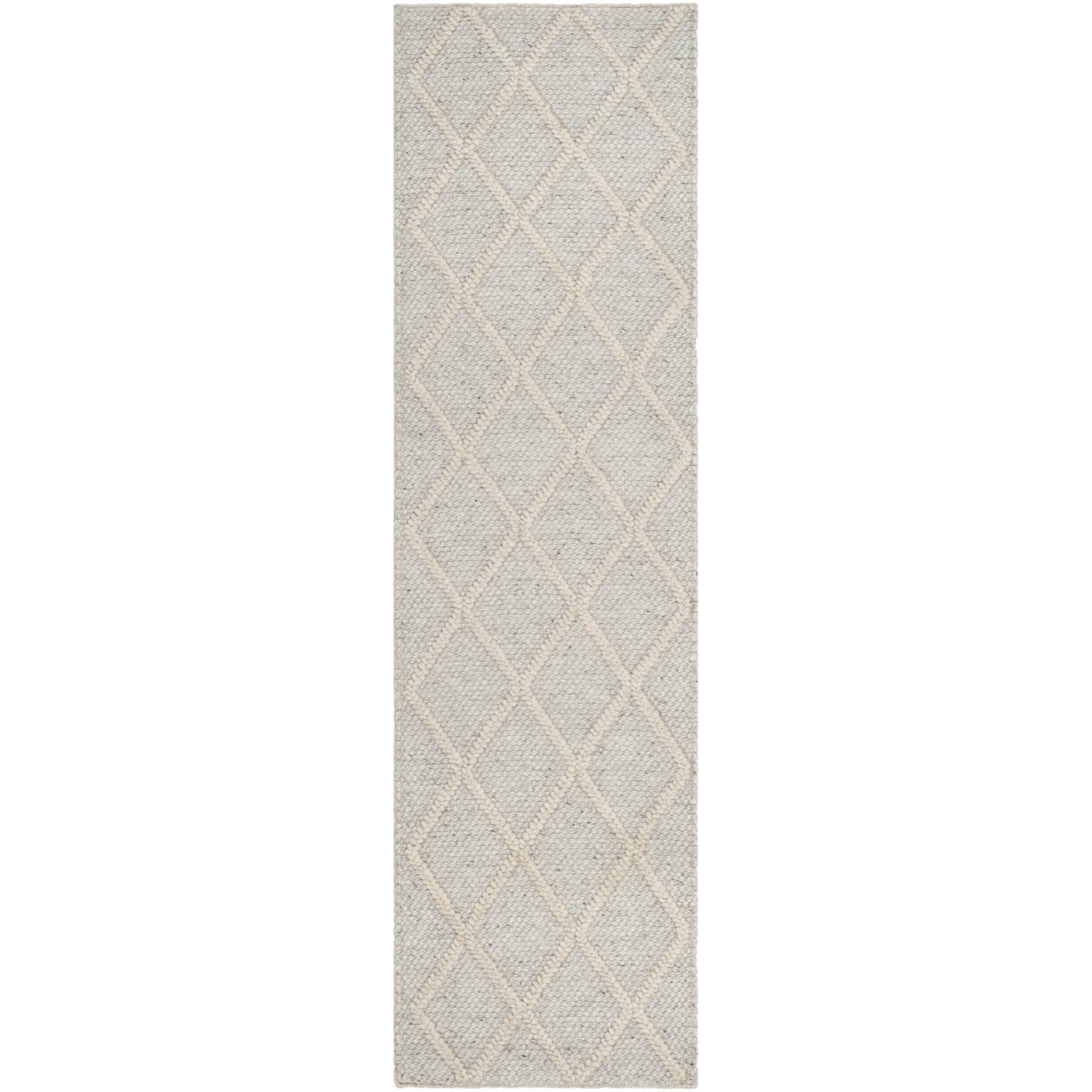 SAFAVIEH Natura Tracery Geometric Runner Rug, Silver/Ivory, 2'3" x 18'