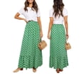 thumbnail image 5 of Caoirhny Women Summer Bohemian Skirt Ruffled Hem Geometric Print Elastic High Waist A-Line Skirt for Beaches Club Streetwear, 5 of 9