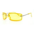 thumbnail image 6 of Womens Trendy Rimless 90s Designer Styling Narrow Rectangle Fashion Sunglasses Yellow, 6 of 8