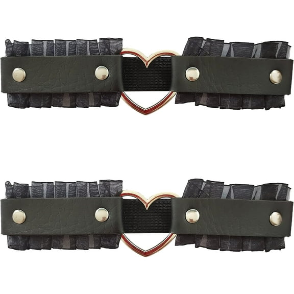 Women Leg Garter Lace Heart Leather Garters Punk Elastic Thigh Ring Garters Belt Adjustable