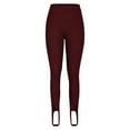 thumbnail image 4 of LMOIPLI Women's Fashion Summer Clothes Elastic High Waist Plain Color Lightweight Long Pants Vintage Yoga Leggings Yoga Leggings Sports Jogger Slim Wine M, 4 of 6