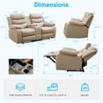 thumbnail image 5 of Mjkone 2 Piece Recliner Sofa Set, Manual Recliner Sets with Cup Holders&Flip Middle Backrest, 5 Seater Home Theater Seating for Living Room, Beige, 5 of 8