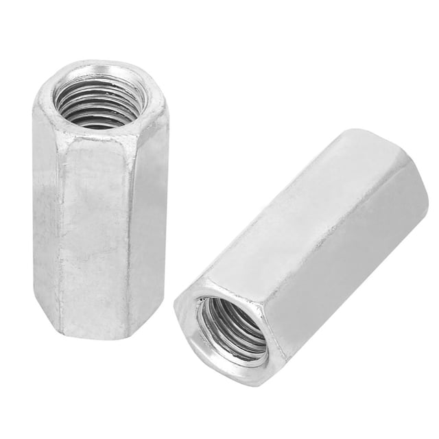 Hex Thread Nut,2pcs Zinc Plated Steel Hex Long Steel Nut Long Nuts Multi-Functional