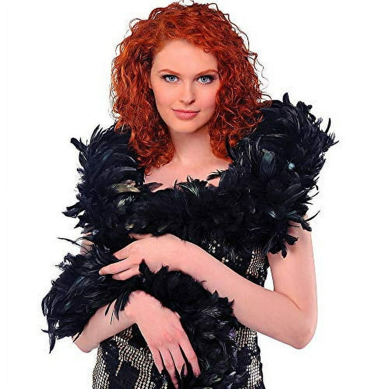 2x pièces de luxe boa en plumes noires 180 cm - Accessoires de costumes de  carnaval