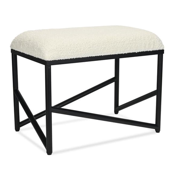 Trion Abstract Black Bench with White Boucle Upholstery
