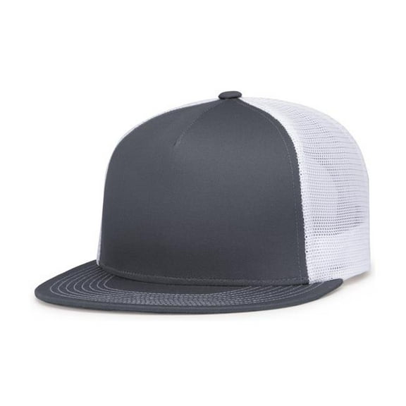 Pacific Headwear 4D7.197.OS D-Series 5-Panel Trucker Snapback Cap, Graphite & White - One Size