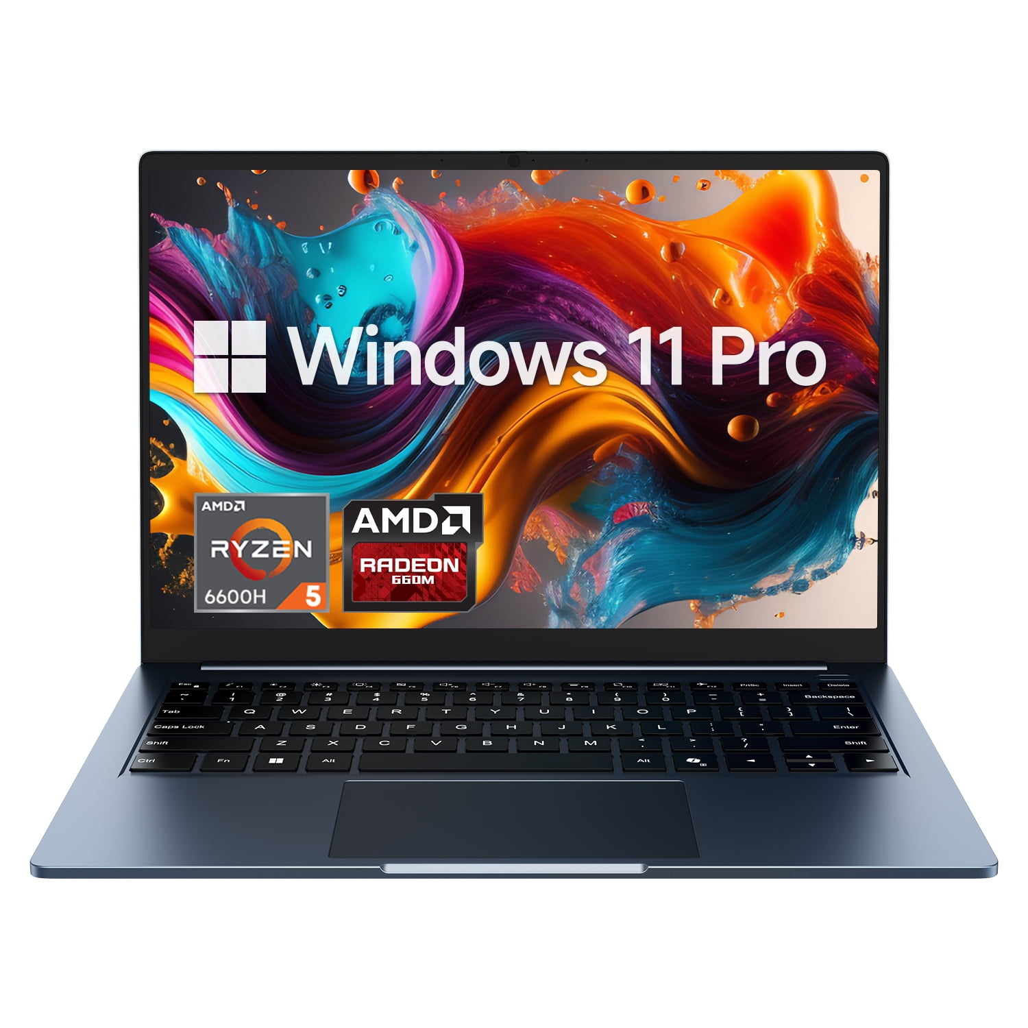 e10 14" Gaming Laptop, AMD Ryzen 5 6600H(Beat i5-13420H),16GB RAM 512GB SSD, Windows 11 Pro Laptop with Office, Backlit Keyboard, 55Wh, WiFi 6, BT 5.2