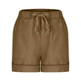 thumbnail image 6 of HAOTAGS Shorts for Women, Solid Color Tie Belt Elastic Waist Pocket Casual Shorts Brown 5XL, 6 of 9