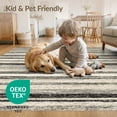 thumbnail image 4 of ODIKA 5'x7' Washable Area Rug Non-Slip, Low Pile, Stain Resistant Farmhouse Weathered Monochrome Alternating Stripe Door Cream for Guest Room, Lounge, Apartment, 4 of 7