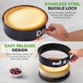thumbnail image 3 of NutriChef 9 Inch Nonstick Cheesecake Springform Cake Pan | Stainless Steel Clasp & Removable Bottom | Durable Carbon Steel Cheesecake Pan | Easy to Clean | Includes 100 Parchment Papers | Black, 3 of 5