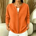 thumbnail image 2 of longantii Womens Waffle Knit Zip Up Cardigan Sweater Long Sleeve Crewneck Full Zipper Jacket With Pockets Relaxed Fit Y2K Casual Fall Tops, 2 of 5