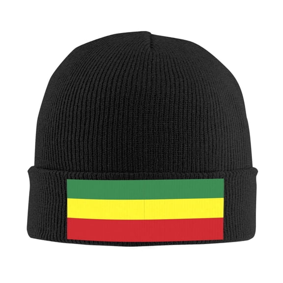 Ethiopian Flag Beanie Hat Knit Hat Skull Cap for Men Women Winter Hat Black