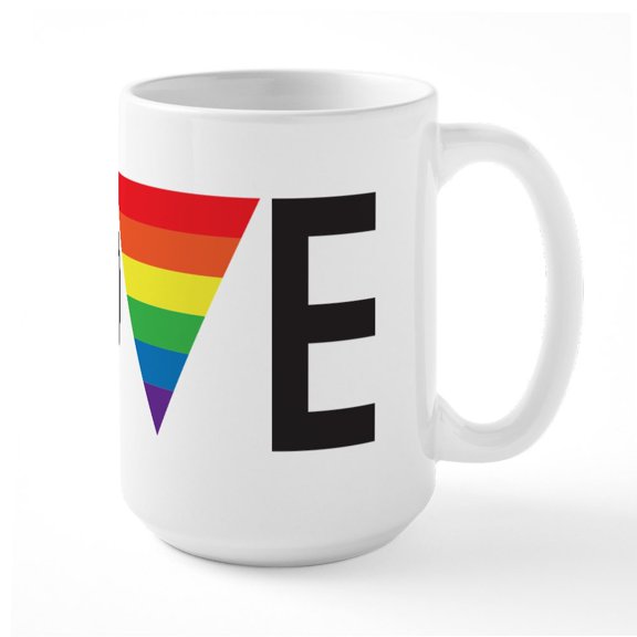 CafePress - LOVE Gay Pride Large Mug - 15 oz Ceramic Large White Novelty Mug