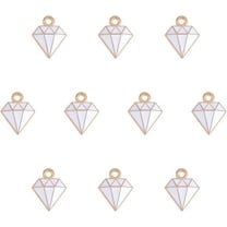 10 Pieces Diamond Shape Charms Pendant Alloy Enamel Charm White Diamond Pendant for Jewelry Necklace Bracelet Making Crafts