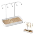 thumbnail image 1 of Organizador de joyas, soporte para collares con bandeja de madera, soporte para exhibición de collares, ganchos para guardar joyas, 1 of 5