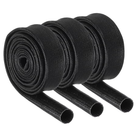 3Pcs Wire Insulation Braid Fire Sleeve 3.28Ft-7mm ID Black High Temp Silicone Coated Fiberglass Sleeving