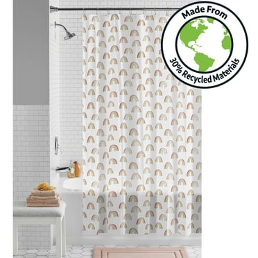 Mainstays Eco-friendly Rainbows Waterproof Recycled PEVA Shower Curtain Set and 12 Hooks, Multicolor