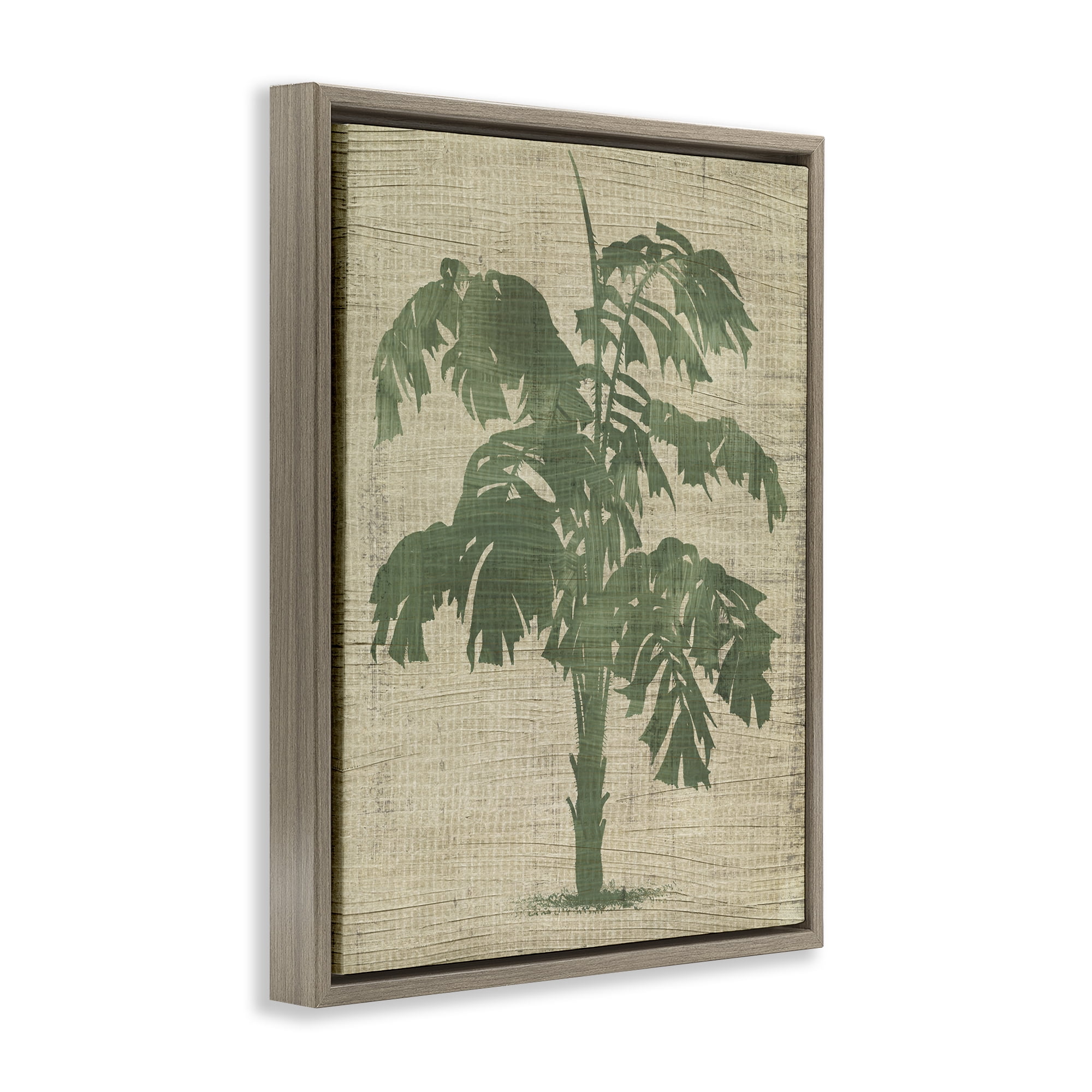 Stupell Industries Vintage Plant Silhouette Plants & Flowers Painting Brown Floater Framed Canvas Art Print Wall Art, 17 x 21