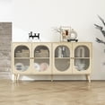 thumbnail image 3 of Llinc Store 4-Door Cabinet, Horizontal Sideboard Accent Cabinet, Storage Cabinet for Living Room, Hallway Entryway Kitchen, Natural Wood, 3 of 9