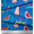 thumbnail image 2 of Soimoi Blue Poly Georgette Fabric Text & Bird Artistic Decor Fabric Printed Yard 52 Inch Wide, 2 of 5