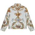 thumbnail image 4 of Jackets for Women Winter Coat Jackets Flannel Stand Collar Jacket(Elegant Rococo Design Gold Ornate,Size:S-4XL), 4 of 7